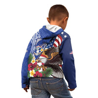 United States and Northern Mariana Islands Kid Hoodie USA Flag Eagle CNMI Latte Stone Tropical Flowers LT14 - Polynesian Pride
