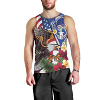United States and Northern Mariana Islands Men Tank Top USA Flag Eagle CNMI Latte Stone Tropical Flowers LT14 - Polynesian Pride
