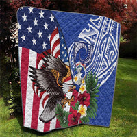United States and Northern Mariana Islands Quilt USA Flag Eagle CNMI Latte Stone Tropical Flowers LT14 - Polynesian Pride