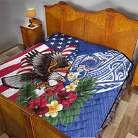 United States and Northern Mariana Islands Quilt USA Flag Eagle CNMI Latte Stone Tropical Flowers LT14 - Polynesian Pride