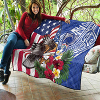 United States and Northern Mariana Islands Quilt USA Flag Eagle CNMI Latte Stone Tropical Flowers LT14 - Polynesian Pride