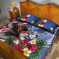 United States and Northern Mariana Islands Quilt Bed Set USA Flag Eagle CNMI Latte Stone Tropical Flowers LT14 - Polynesian Pride