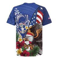 United States and Northern Mariana Islands Rugby Jersey USA Flag Eagle CNMI Latte Stone Tropical Flowers LT14 - Polynesian Pride