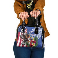 United States and Northern Mariana Islands Shoulder Handbag USA Flag Eagle CNMI Latte Stone Tropical Flowers LT14 One Size Blue - Polynesian Pride