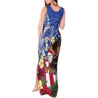 United States and Northern Mariana Islands Tank Maxi Dress USA Flag Eagle CNMI Latte Stone Tropical Flowers LT14 - Polynesian Pride