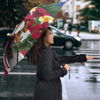 United States and Northern Mariana Islands Umbrella USA Flag Eagle CNMI Latte Stone Tropical Flowers LT14 - Polynesian Pride