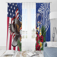 United States and Northern Mariana Islands Window Curtain USA Flag Eagle CNMI Latte Stone Tropical Flowers LT14 - Polynesian Pride