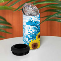 New Zealand Autism Awareness Month 4 in 1 Can Cooler Tumbler Takiwatanga Maori Lizard With Sunflower LT14 - Polynesian Pride