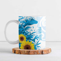 New Zealand Autism Awareness Month Ceramic Mug Takiwatanga Maori Lizard With Sunflower LT14 Blue - Polynesian Pride