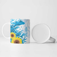 New Zealand Autism Awareness Month Ceramic Mug Takiwatanga Maori Lizard With Sunflower LT14 - Polynesian Pride