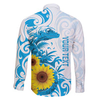 New Zealand Autism Awareness Month Family Matching Off Shoulder Maxi Dress and Hawaiian Shirt Takiwatanga Maori Lizard With Sunflower LT14 - Polynesian Pride