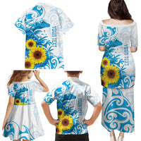 New Zealand Autism Awareness Month Family Matching Puletasi and Hawaiian Shirt Takiwatanga Maori Lizard With Sunflower
