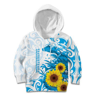 New Zealand Autism Awareness Month Kid Hoodie Takiwatanga Maori Lizard With Sunflower LT14 Hoodie Blue - Polynesian Pride