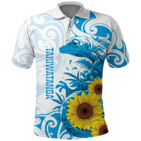 New Zealand Autism Awareness Month Polo Shirt Takiwatanga Maori Lizard With Sunflower LT14 Blue - Polynesian Pride