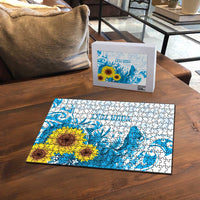 New Zealand Autism Awareness Month Puzzle Takiwatanga Maori Lizard With Sunflower LT14 - Polynesian Pride