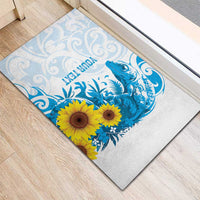 New Zealand Autism Awareness Month Rubber Doormat Takiwatanga Maori Lizard With Sunflower