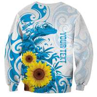 New Zealand Autism Awareness Month Sweatshirt Takiwatanga Maori Lizard With Sunflower LT14 - Polynesian Pride