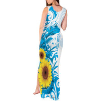 New Zealand Autism Awareness Month Tank Maxi Dress Takiwatanga Maori Lizard With Sunflower LT14 - Polynesian Pride