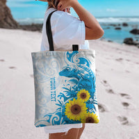 New Zealand Autism Awareness Month Tote Bag Takiwatanga Maori Lizard With Sunflower LT14 - Polynesian Pride