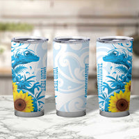 New Zealand Autism Awareness Month Tumbler Cup Takiwatanga Maori Lizard With Sunflower LT14 - Polynesian Pride