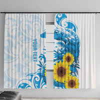 New Zealand Autism Awareness Month Window Curtain Takiwatanga Maori Lizard With Sunflower LT14 With Hooks Blue - Polynesian Pride