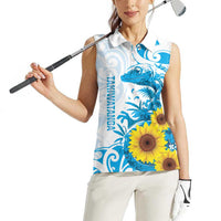New Zealand Autism Awareness Month Women Sleeveless Polo Shirt Takiwatanga Maori Lizard With Sunflower LT14 - Polynesian Pride
