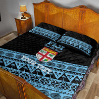 Fiji Rugby 2025 Custom Quilt Bed Set Fijian Tapa Toso Viti Toso - Black