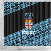Fiji Rugby 2025 Custom Shower Curtain Fijian Tapa Toso Viti Toso - Black LT14 - Polynesian Pride