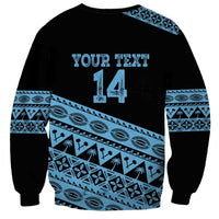 Fiji Rugby 2025 Custom Sweatshirt Fijian Tapa Toso Viti Toso - Black LT14 - Polynesian Pride