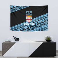 Fiji Rugby 2025 Custom Tapestry Fijian Tapa Toso Viti Toso - Black LT14 - Polynesian Pride