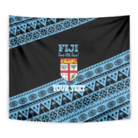 Fiji Rugby 2025 Custom Tapestry Fijian Tapa Toso Viti Toso - Black LT14 - Polynesian Pride