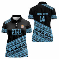 Fiji Rugby 2025 Custom Women Polo Shirt Fijian Tapa Toso Viti Toso - Black LT14 - Polynesian Pride