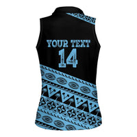 Fiji Rugby 2025 Custom Women Sleeveless Polo Shirt Fijian Tapa Toso Viti Toso - Black LT14 - Polynesian Pride