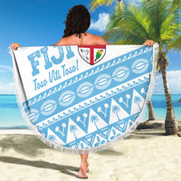 Fiji Rugby 2025 Custom Beach Blanket Fijian Tapa Toso Viti Toso - White LT14 - Polynesian Pride