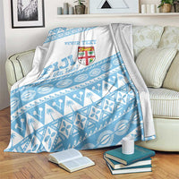 Fiji Rugby 2025 Custom Blanket Fijian Tapa Toso Viti Toso - White LT14 White - Polynesian Pride