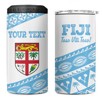 Fiji Rugby 2025 Custom 4 in 1 Can Cooler Tumbler Fijian Tapa Toso Viti Toso - White LT14 One Size: 16 oz White - Polynesian Pride