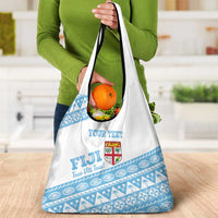 Fiji Rugby 2025 Custom Grocery Bag Fijian Tapa Toso Viti Toso - White LT14 - Polynesian Pride