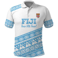 Fiji Rugby 2025 Custom Polo Shirt Fijian Tapa Toso Viti Toso - White LT14 White - Polynesian Pride