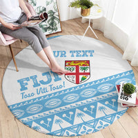 Fiji Rugby 2025 Custom Round Carpet Fijian Tapa Toso Viti Toso - White LT14 - Polynesian Pride