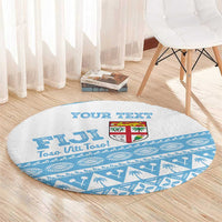 Fiji Rugby 2025 Custom Round Carpet Fijian Tapa Toso Viti Toso - White LT14 - Polynesian Pride