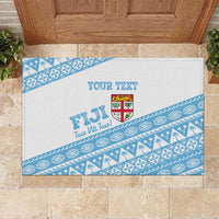 Fiji Rugby 2025 Custom Rubber Doormat Fijian Tapa Toso Viti Toso - White LT14 White - Polynesian Pride
