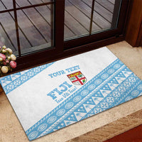 Fiji Rugby 2025 Custom Rubber Doormat Fijian Tapa Toso Viti Toso - White LT14 - Polynesian Pride