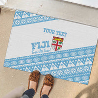 Fiji Rugby 2025 Custom Rubber Doormat Fijian Tapa Toso Viti Toso - White LT14 - Polynesian Pride
