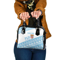 Fiji Rugby 2025 Custom Shoulder Handbag Fijian Tapa Toso Viti Toso - White LT14 One Size White - Polynesian Pride