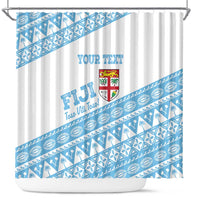 Fiji Rugby 2025 Custom Shower Curtain Fijian Tapa Toso Viti Toso - White LT14 White - Polynesian Pride