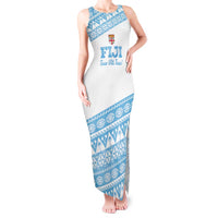 Fiji Rugby 2025 Custom Tank Maxi Dress Fijian Tapa Toso Viti Toso - White LT14 Women White - Polynesian Pride