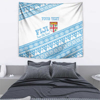 Fiji Rugby 2025 Custom Tapestry Fijian Tapa Toso Viti Toso - White LT14 - Polynesian Pride