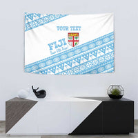 Fiji Rugby 2025 Custom Tapestry Fijian Tapa Toso Viti Toso - White LT14 - Polynesian Pride