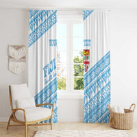 Fiji Rugby 2025 Custom Window Curtain Fijian Tapa Toso Viti Toso - White LT14 - Polynesian Pride