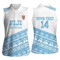Fiji Rugby 2025 Custom Women Sleeveless Polo Shirt Fijian Tapa Toso Viti Toso - White LT14 - Polynesian Pride